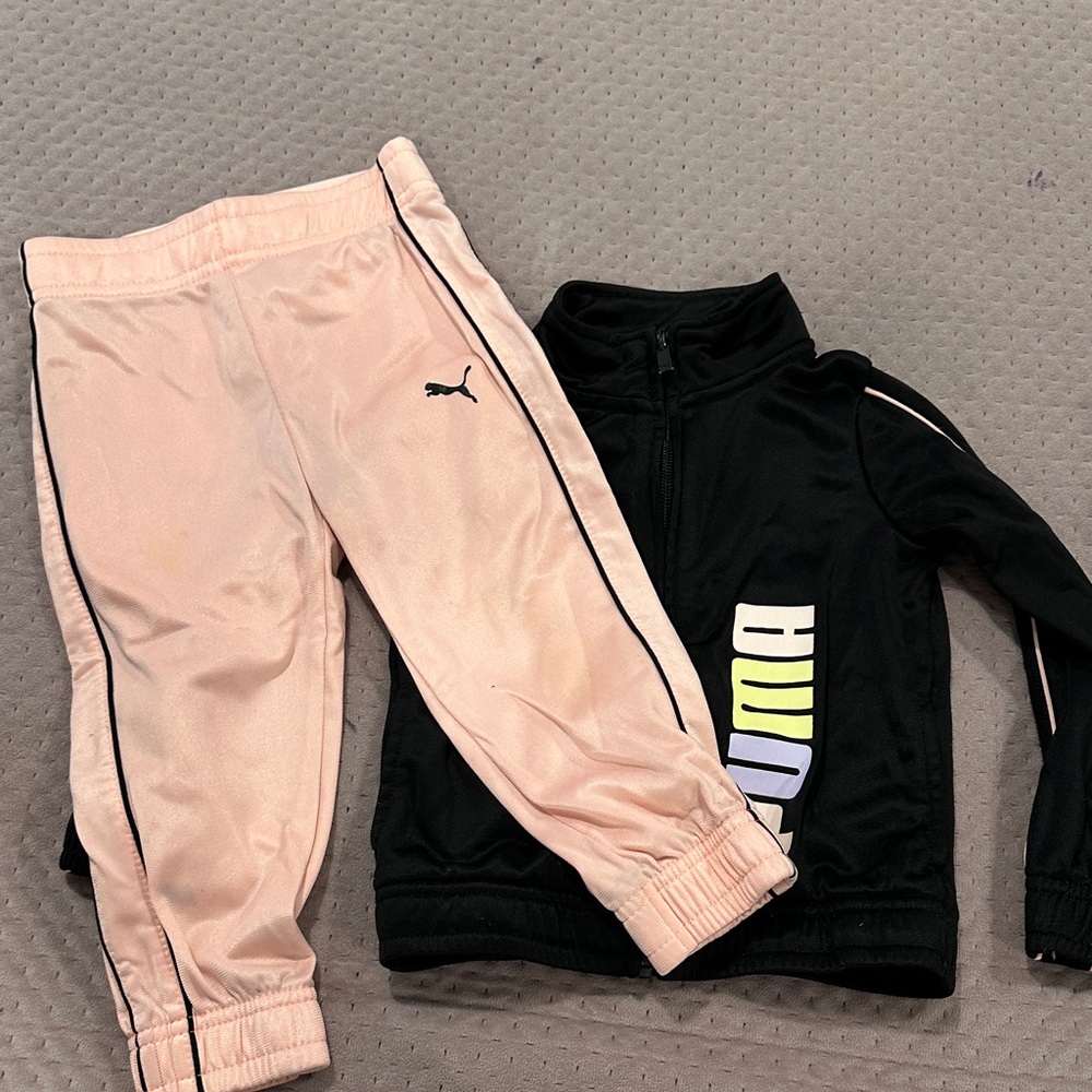 Puma Kids Peach and Black Jogger Set